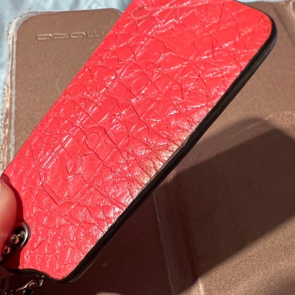 COACH Grained Leather Key Fob Bag Charm Keychain Hang Tag - Picture 5 of 8